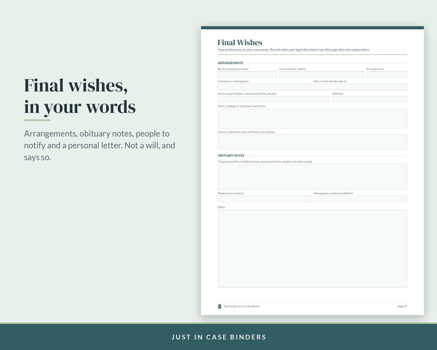 Final wishes page